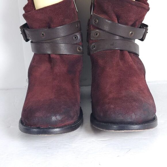 Freebird by Steven Women's Blaze US 10 Burgundy Leather Zip Heeled Ankle Boots - Picture 4 of 12